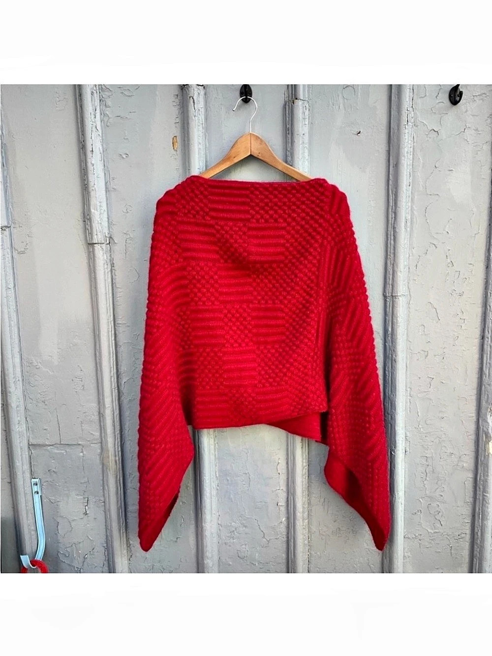 Chico's Red Geometric Knit Poncho